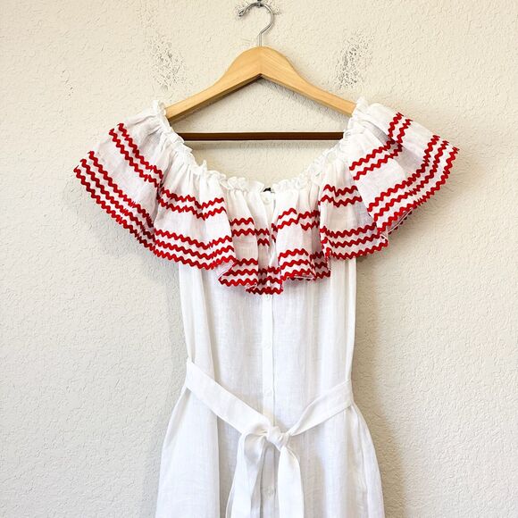 LISA MARIE FERNANDEZ Mira Ruffled Off-The-Shoulder Maxi Dress White - Picture 3 of 16